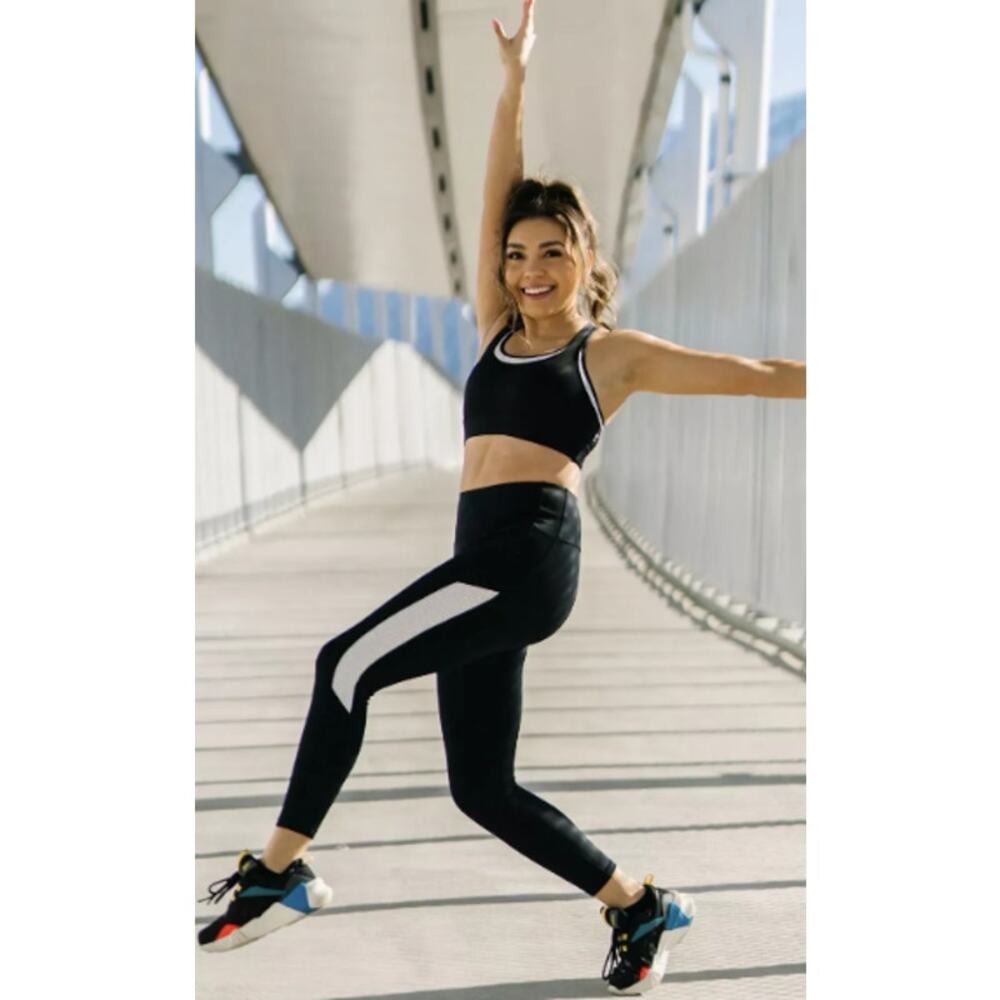 NWT Zyia Active Primo Mesh High Rise 7/8 Leggings Black Women's Size 6-8